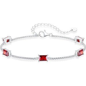 ✨ Lomantise Birthstone Bracelets Women Silver Sterling Dainty Simple JewelryGift